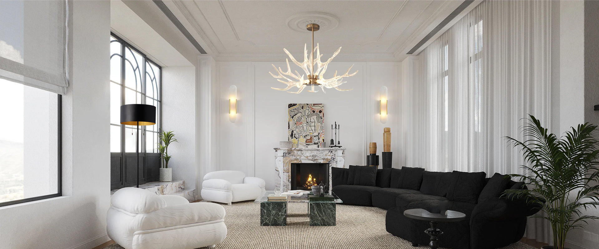 Stag : The Brass & Acrylic Antler Chandelier