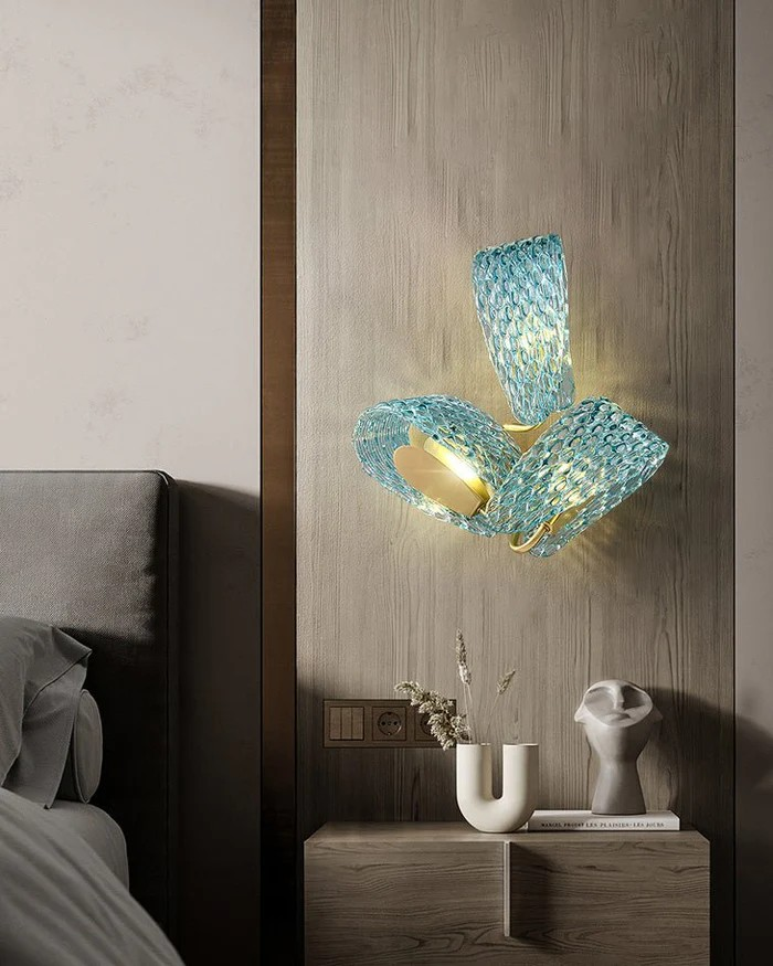 Aqua Wall Sconce : Choose Double or Triple Version of Our Glass & Gold Designer Sconce