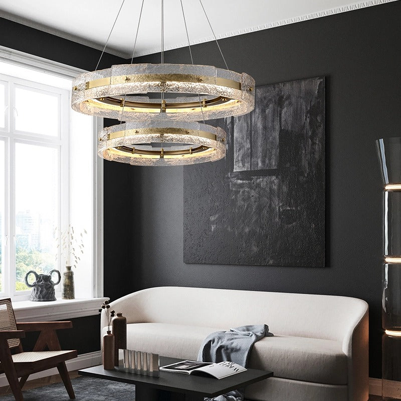 Glacial Halo 12 : The Gold and Glass Halo Chandelier