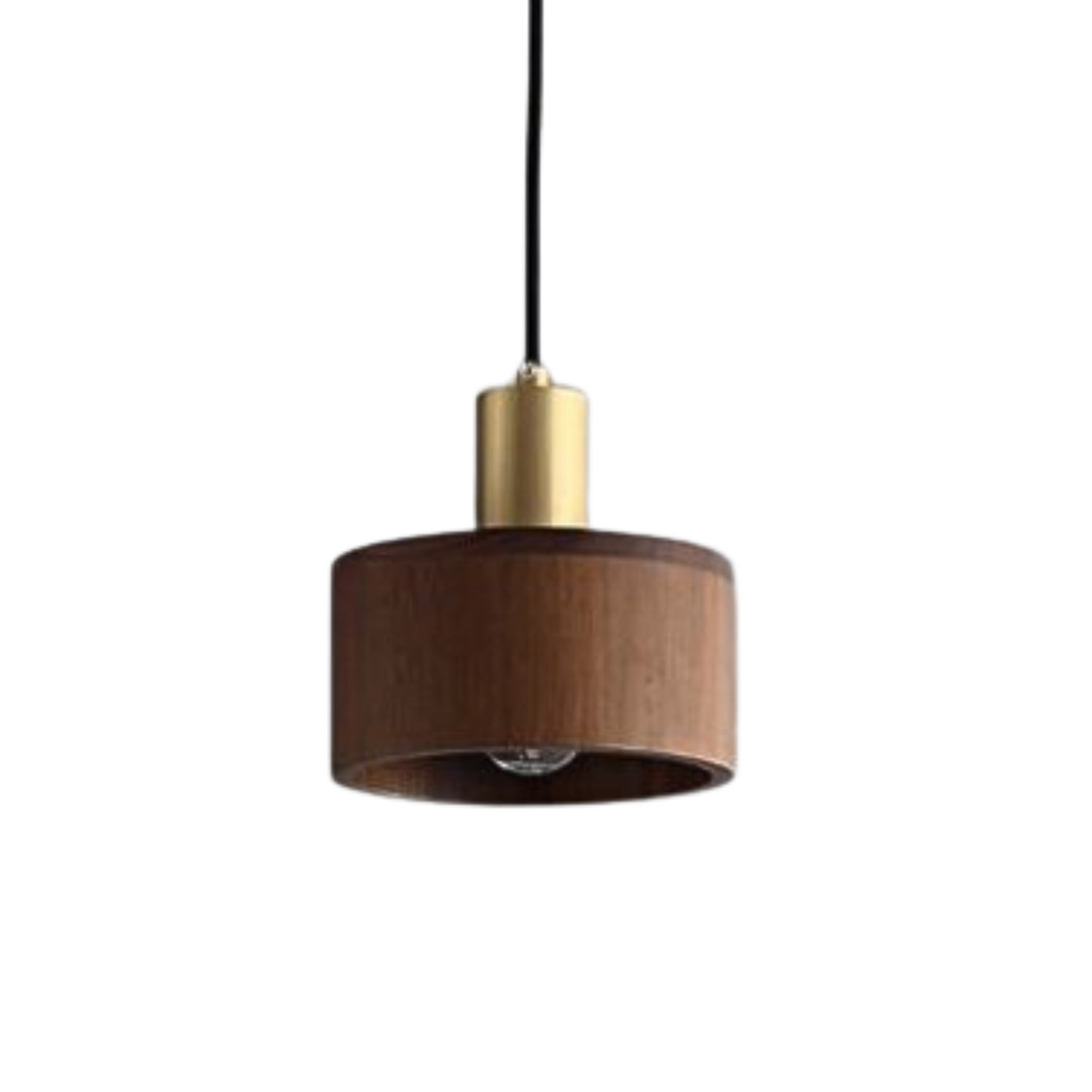 Walnut 1: Brass Pendant light with Wooden Shade