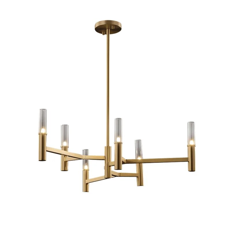 Warren 6S : Modern Brass Entry Way or Dining Room Chandelier