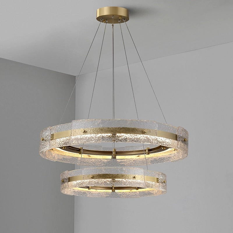 Glacial Halo 12 : The Gold and Glass Halo Chandelier