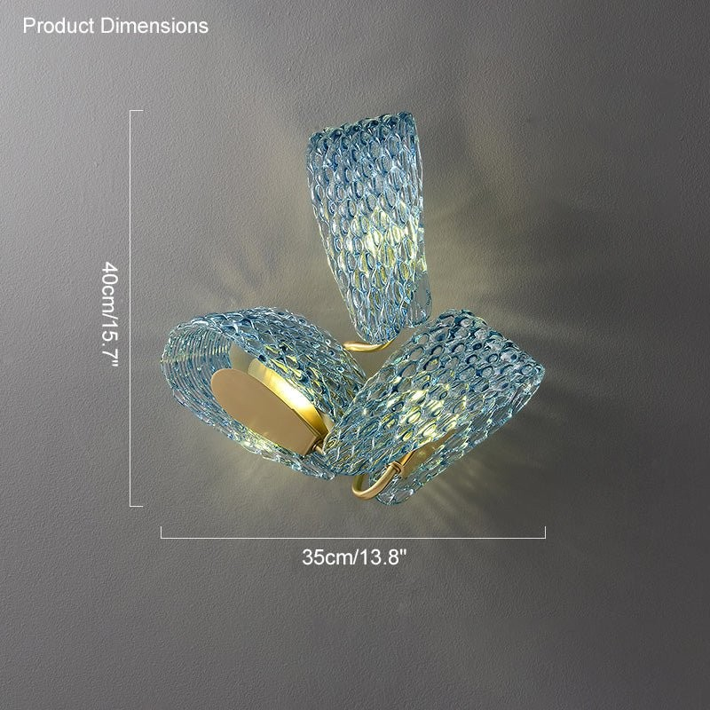 Aqua Wall Sconce : Choose Double or Triple Version of Our Glass & Gold Designer Sconce